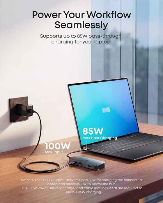 Anker Nano 8-в-1 USB C Hub, докинг станция за два монитора с 4K 60Hz HDMI медиен хъб