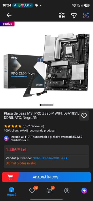Placa de baza MSI PRO Z890-P WIFI, LGA1851, DDR5, ATX, Negru/Gri
