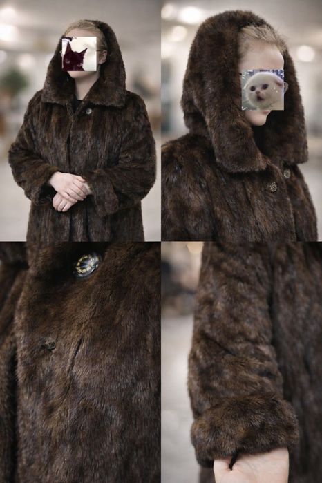 Норковая шуба натуральная с капюшоном длинная
