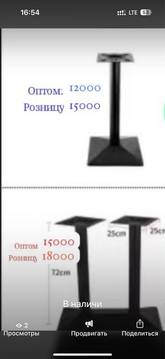 Каркас ножка стола