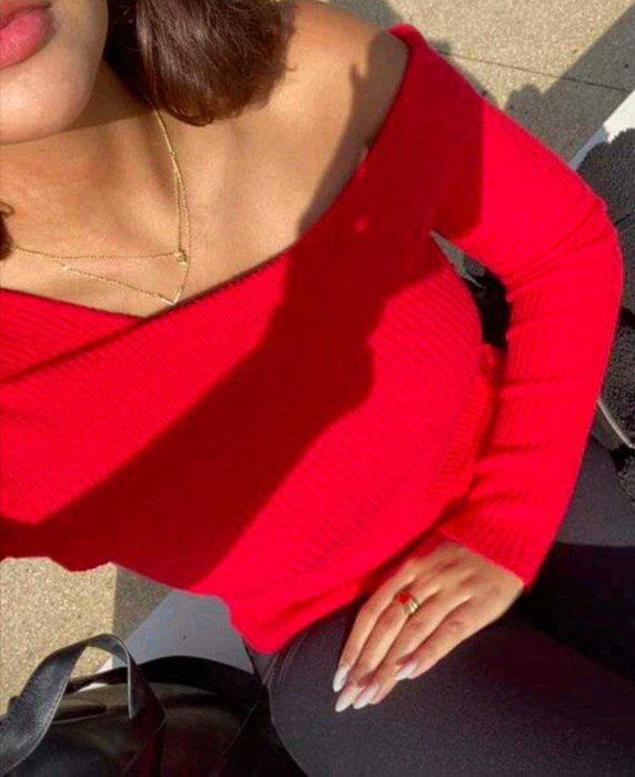 Нова червена плътна блуза / пуловер XS Shein