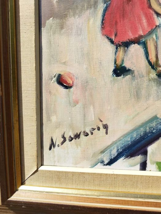 Винтидж скандинавска авторска картина, масло върху платно