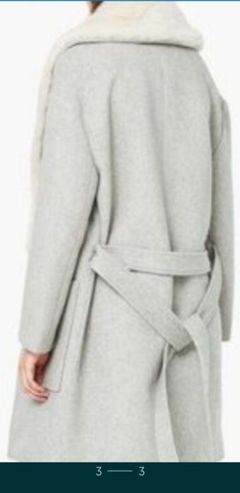 Palton Mango din lana cu guler de blana .nou cu eticheta ,gri perla,su