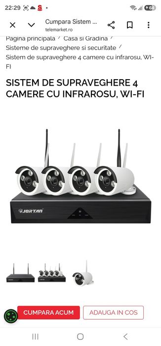 Sistem supraveghere CCTV – 4 camere + DVR, 5G Phone Viewing 4K – NOU, SIGILAT