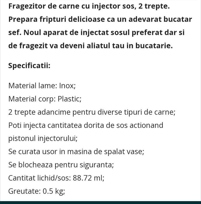 aparat fragezit carnea cu recipient pentru sos sau ulei