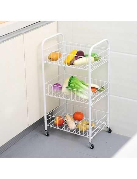 Etajera / Carucior mobil cu roti 3 rafturi baie si bucatarie