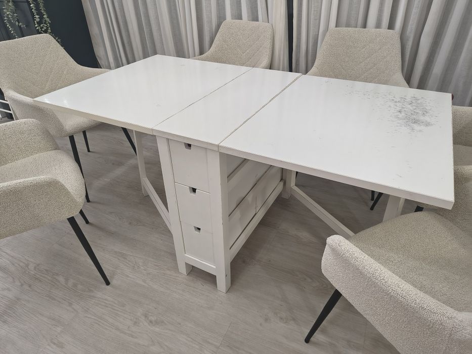 Pachet Masa Ikea  Norden, albă  plus 4 scaune Ikea