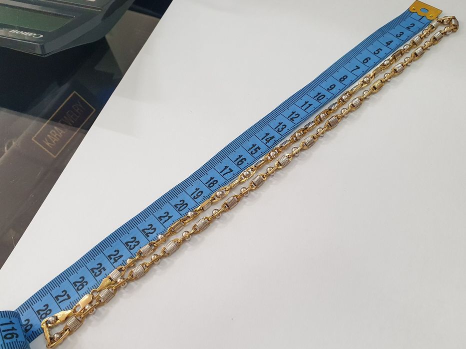 Lanț bărbătesc din aur galben și alb de 14K cu bile – 60 cm – 18,42 g