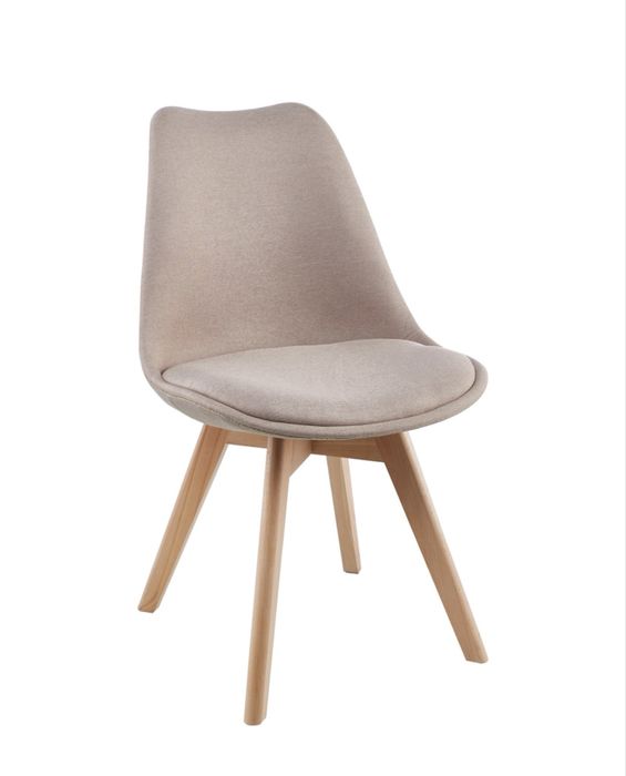 Set 4 scaune dining / bucatarie Kring Malmo, tapiterie stofa, picioare lemn, Bej