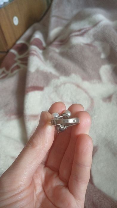 Новое серебряное кольцо с натуральным жемчугом