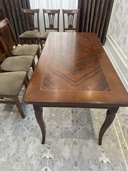 Стол и 6 стульев орех