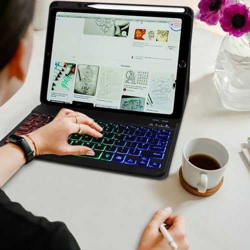 Нов Клавиатурен Кейс за таблет iPad 10.2 Подсветка и Клавиатура Айпад