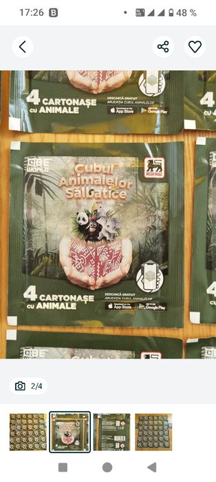 38 cartonașe ( cu 4 cart.fiec.)-Clubul anim. salbatice(Mega  Image)