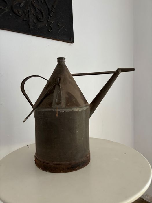 Canistră mare metalică galvanizată pentru ulei motor veche interbelica