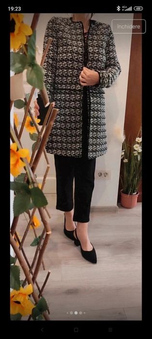 Haina eleganta Orsay, negru cu alb, stil clasic franțuzesc, lână