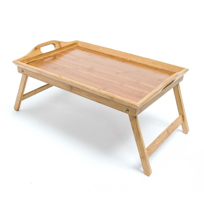 Masuta bambus servire la pat, manere transport, pliabila, 50x30 cm