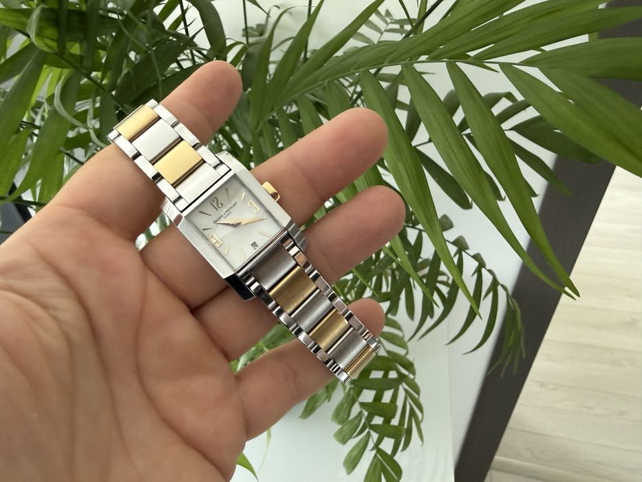 Ceas Baume Mercier Diamant Tank aur masiv 18k dama schimb cu cartier omega breitling