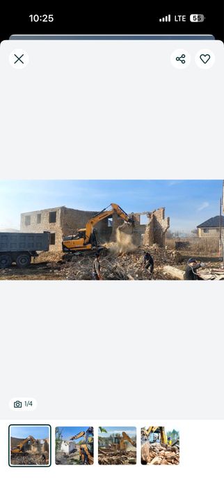 Снос домов,демонтаж,услуги спецтехники,планировка