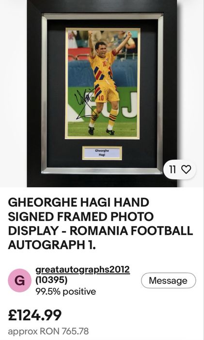 Ilustrata/Carte Postala Gheorghe Hagi Autograf