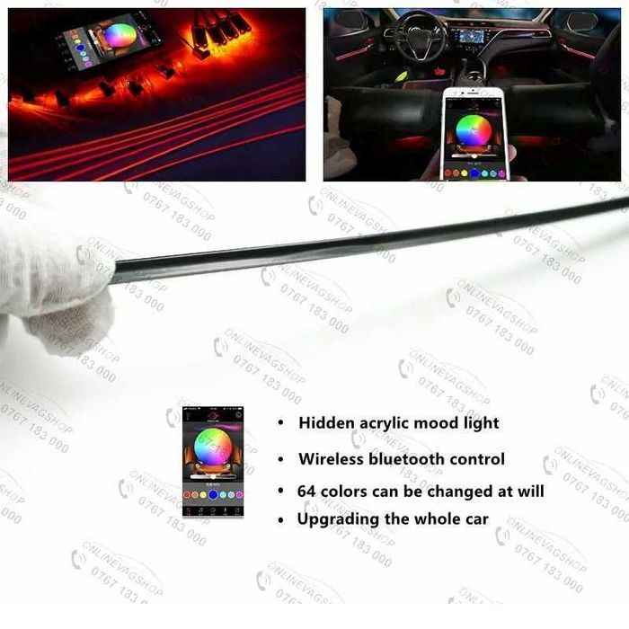 Lumini ambientale 18 in 1 Acrilice Led RGB cu aplicatie telefon