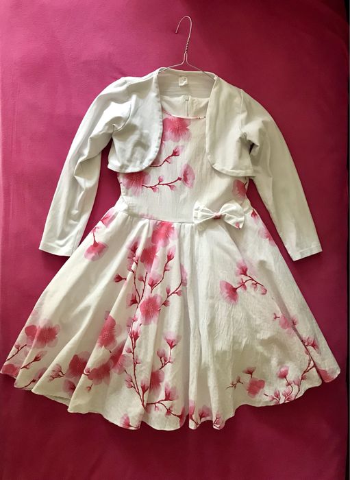 Детска официална рокля с късо трикотажно сако