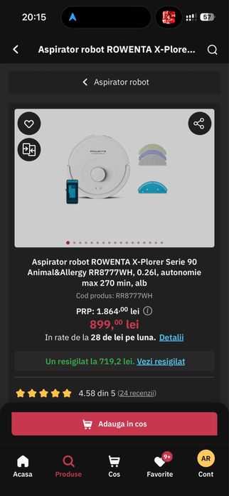 Robot aspirator rowenta