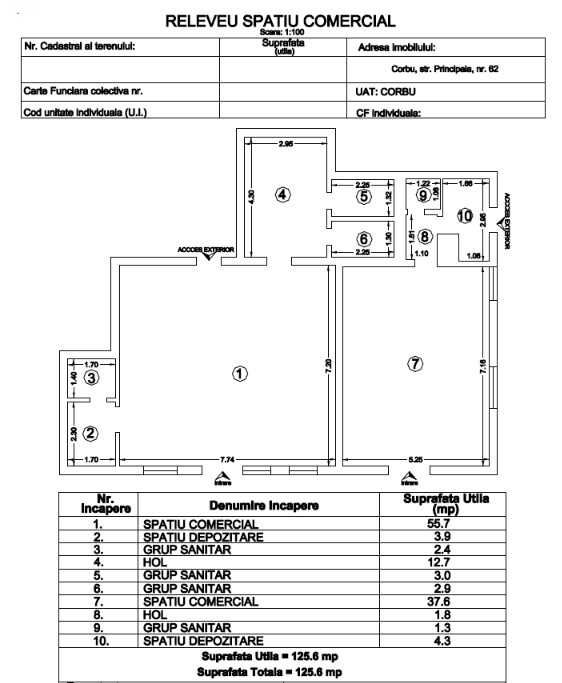 Spatiu comercial Com. Corbu, jud. Constanta