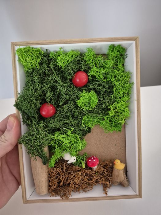 Tablou licheni naturali Viata la Țara 13 cm x 18 cm