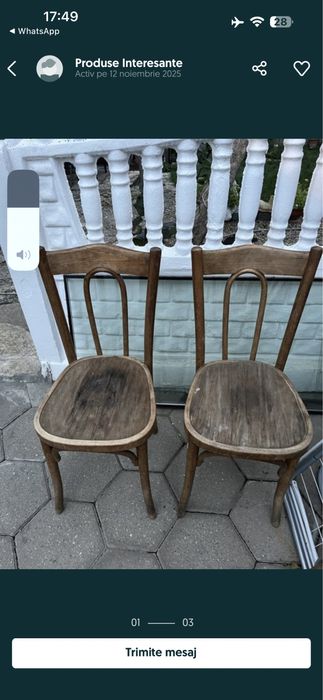Scaune vintage vechi de lemn de cires stil Thonet