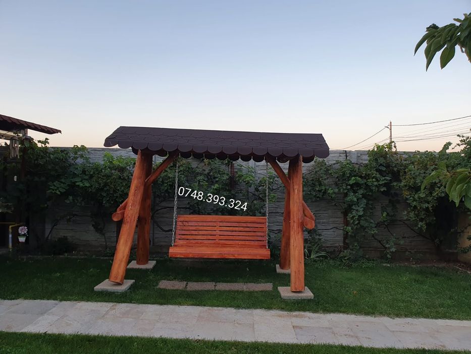 Balansoar  lemn  masiv  din bușteni  leagan  gradina
