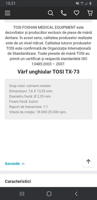 Piesa dentara Tosi TX-73 noua