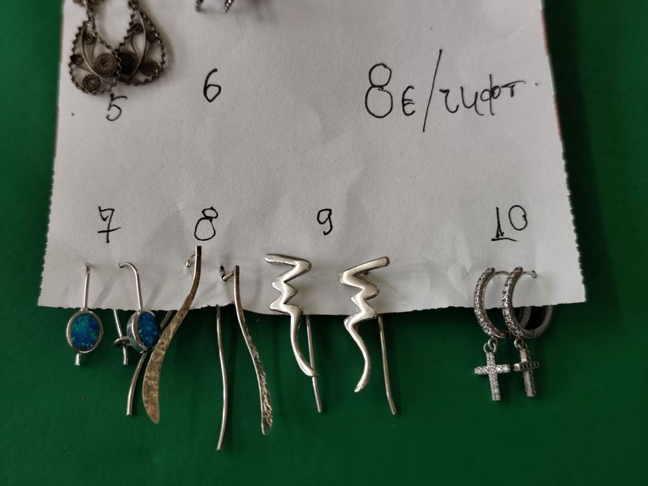 Сребърни обеци 925 8 чифта