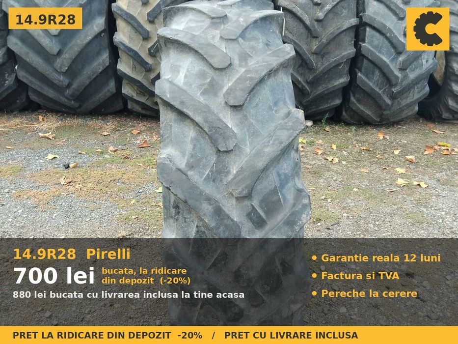 Anvelope Cauciucuri 14.9R28 14.9 R28 14.9-28 380/85R28 14928 Pirelli Tractor Punte Spate Tractiune SH Second Hand GARANTIE Factura TVA Livrare Rapida