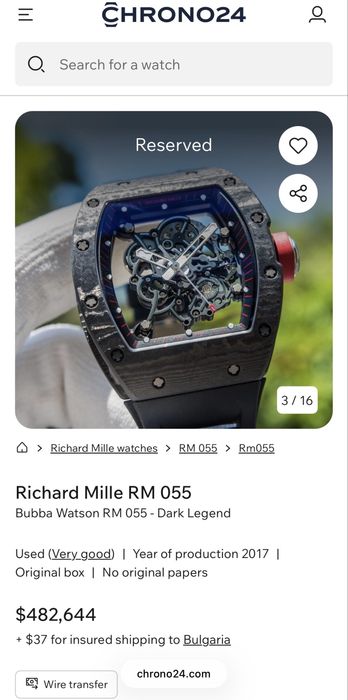Richard Mille RM 055 Bubba Watson  Dark Legend