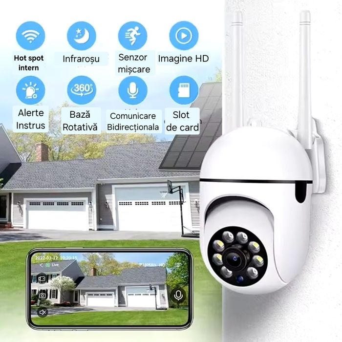 Cameră WiFi Audio-Video PTZ. Interior/Exterior. Notificări/Alarme