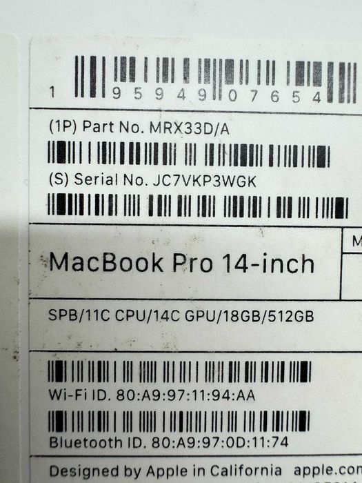 Apple MacBook Pro 14" M3 pro 11/ Core CPU/ 14-Core GPU/18GB RAM/ 512GB
