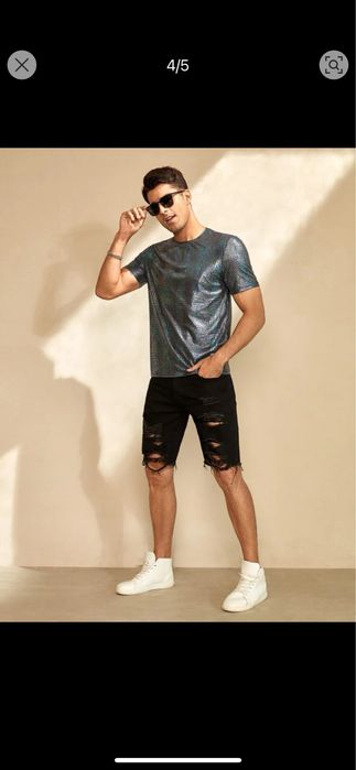 Мъжка Тениска Принт Крокодил Фешън T Shirt Гланелка Блуза