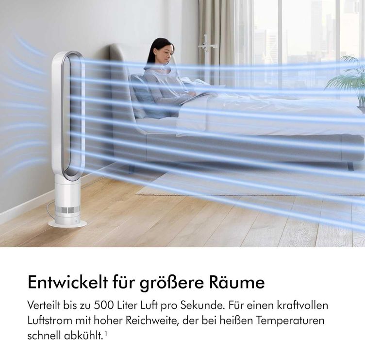 ПРОМО Нов 2г Гаранция Мощен Тих Вентилатор без Перки Dyson Cool AM07, Въздушен поток 500 л/с, 10 степени