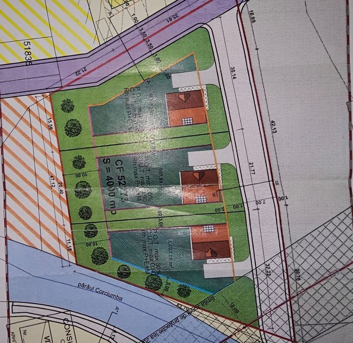 Teren 3000 mp Albești (E60) – Proiect de 3 Case – Toate Avizele și Uti