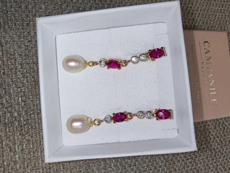 Cercei din aur roz argint și diamante