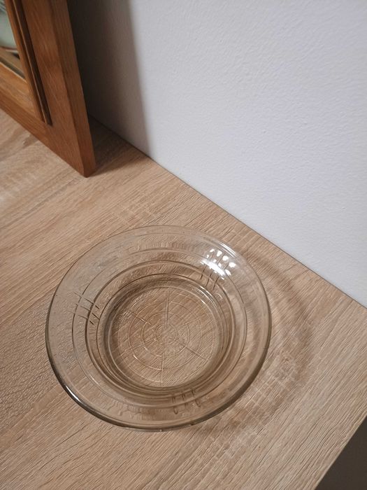 Bol farfurie de servire sticla presata vintage