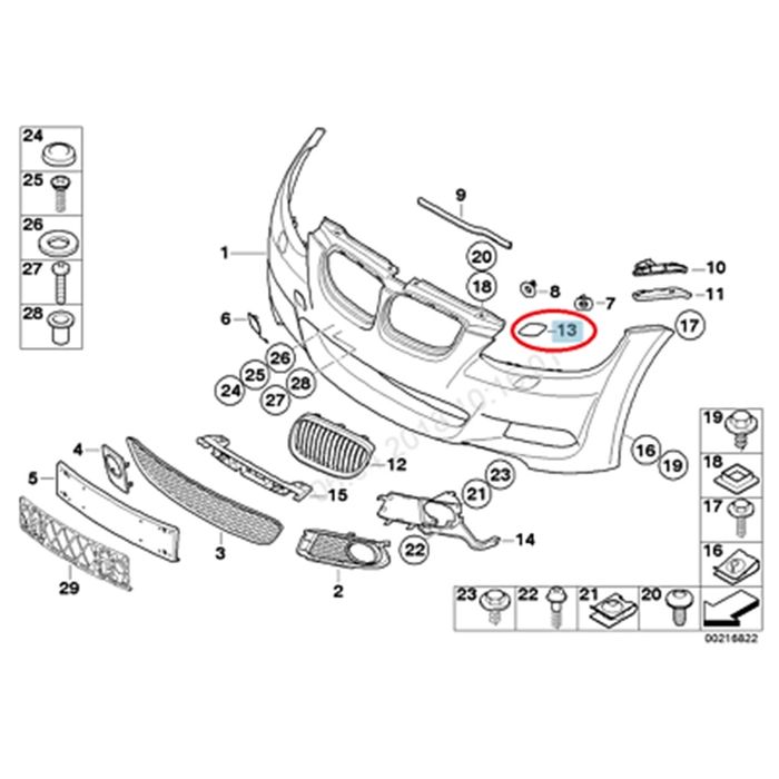 Капачка бленда миещо фар БМВ BMW 3 ser E92 Coupe E93 2006 -2010