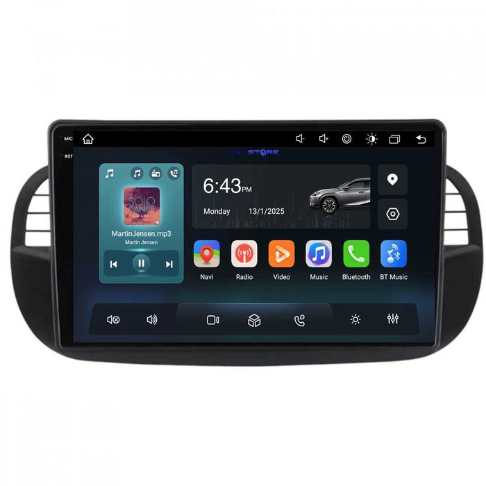 Navigatie Dedicata Fiat 500 (2007-2015) 9Inch, BT, Carplay, Negru