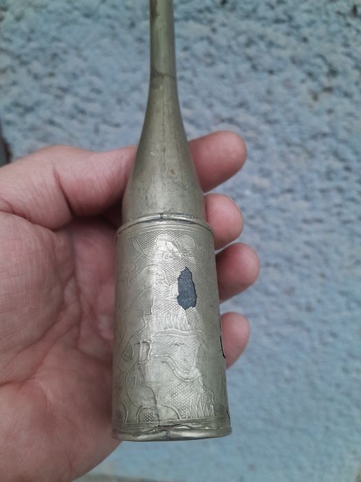100+ годишна Сребърна ниска проба  Сачан Китайска лула за опиум