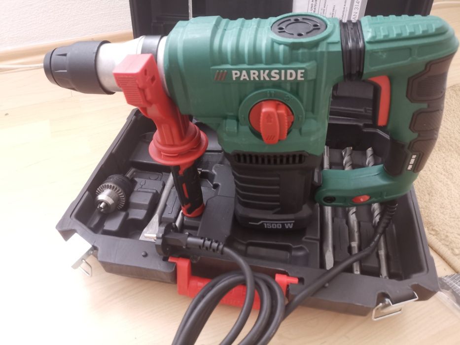 Немски Перфоратор Къртач 1550W Parkside SDS Plus куфар +Свредла НОВ