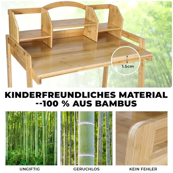 Детско-Бамбуково дървено бюро+столче