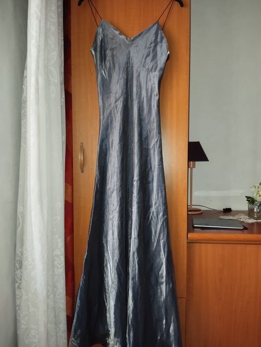 Rochie de gala gri sidefat