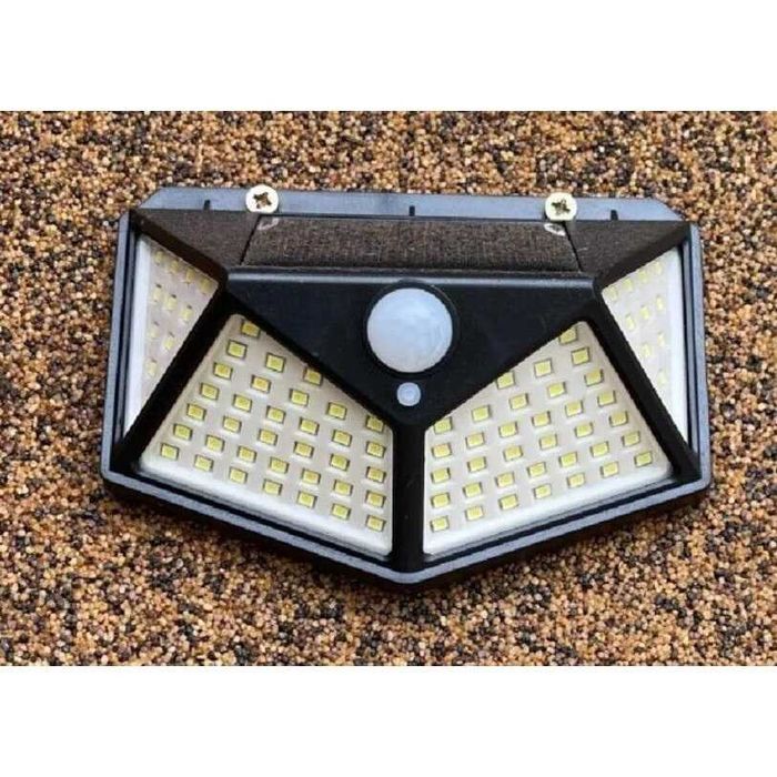 Комплект от 4 външни соларни лампи, 100 LED, черни, 270° със сензор за движение, водоустойчиви