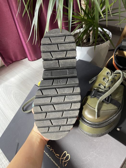 Gemelli Shoes - Pantofi din piele cu platforma Joseph, Kaki, 37