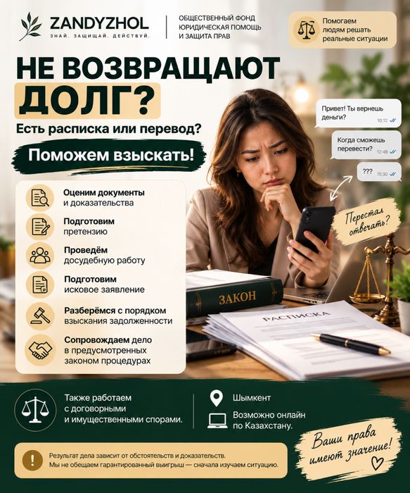 НЕ ВОЗВРАЩАЮТ ДОЛГ? Есть расписка или перевод? Поможем взыскать